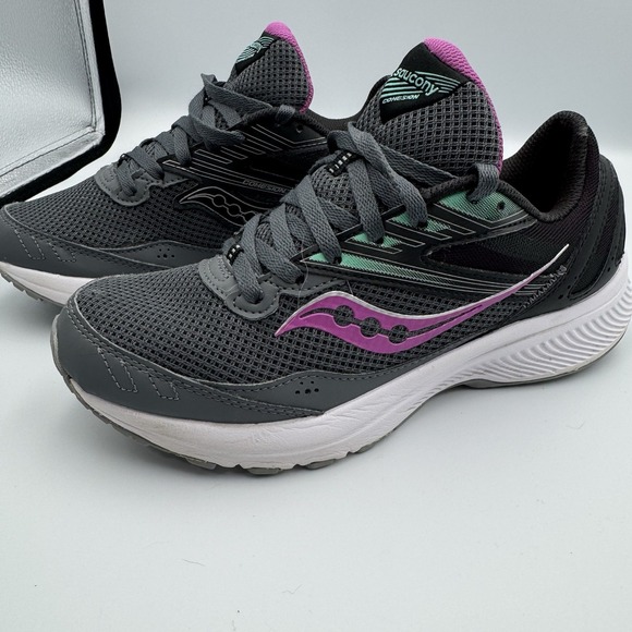 Saucony Cohesion Gray Fuchsia Teal Women Running Shoes Sz 8 - Picture 2 of 15